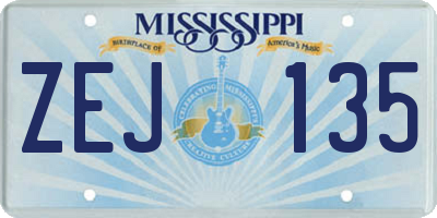 MS license plate ZEJ135