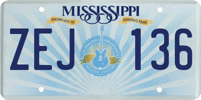 MS license plate ZEJ136