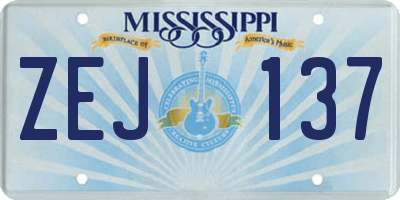 MS license plate ZEJ137