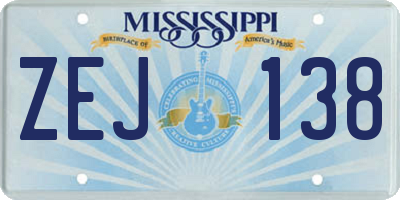 MS license plate ZEJ138