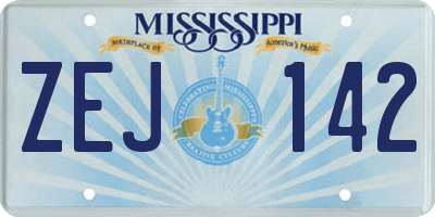 MS license plate ZEJ142