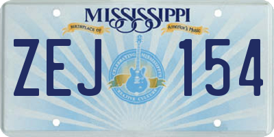 MS license plate ZEJ154