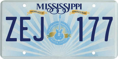 MS license plate ZEJ177