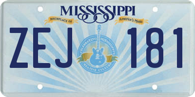 MS license plate ZEJ181