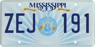 MS license plate ZEJ191