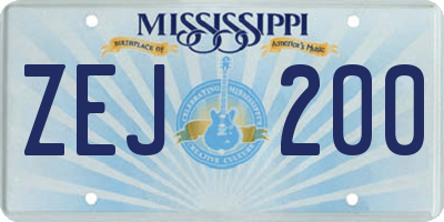 MS license plate ZEJ200