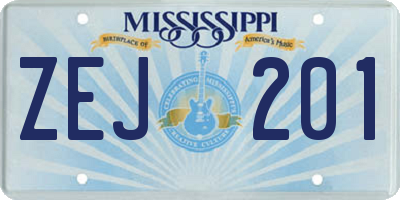 MS license plate ZEJ201