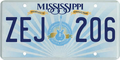 MS license plate ZEJ206