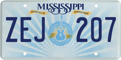 MS license plate ZEJ207