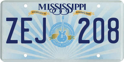 MS license plate ZEJ208