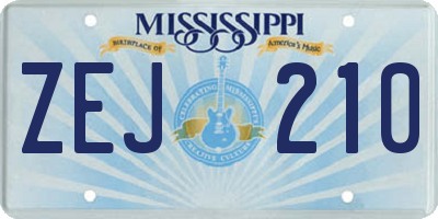 MS license plate ZEJ210