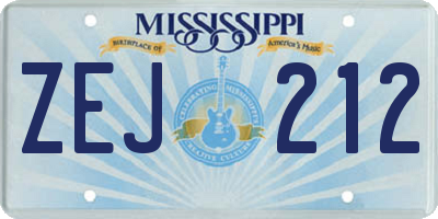 MS license plate ZEJ212