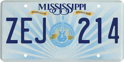 MS license plate ZEJ214