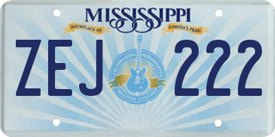 MS license plate ZEJ222