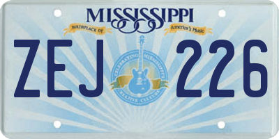 MS license plate ZEJ226