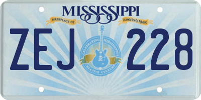 MS license plate ZEJ228