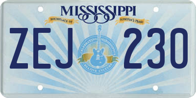 MS license plate ZEJ230