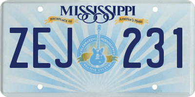 MS license plate ZEJ231