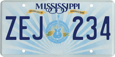 MS license plate ZEJ234