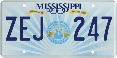 MS license plate ZEJ247