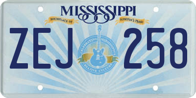MS license plate ZEJ258