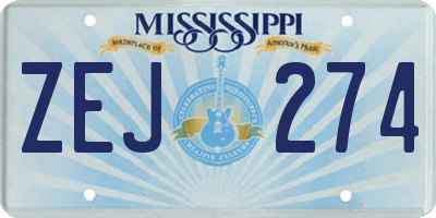 MS license plate ZEJ274
