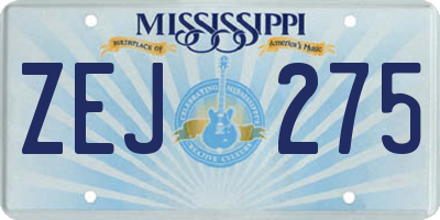 MS license plate ZEJ275