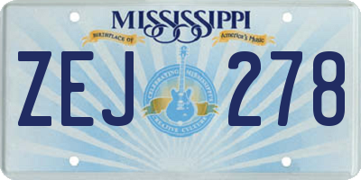 MS license plate ZEJ278