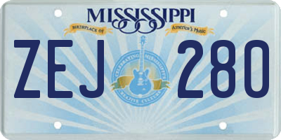 MS license plate ZEJ280