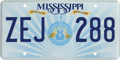 MS license plate ZEJ288