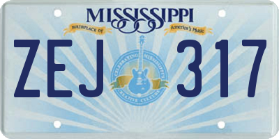 MS license plate ZEJ317