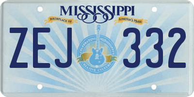 MS license plate ZEJ332