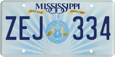 MS license plate ZEJ334