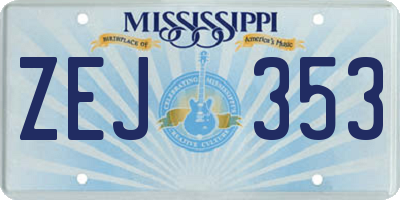 MS license plate ZEJ353