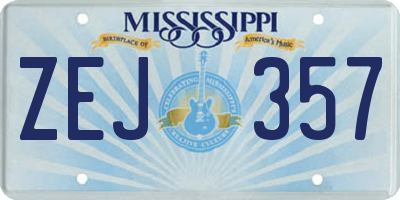 MS license plate ZEJ357