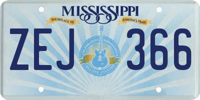 MS license plate ZEJ366