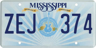 MS license plate ZEJ374