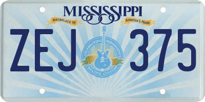 MS license plate ZEJ375
