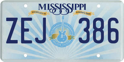 MS license plate ZEJ386