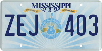 MS license plate ZEJ403