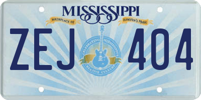 MS license plate ZEJ404