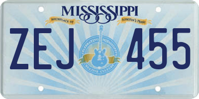 MS license plate ZEJ455