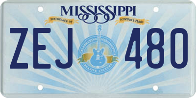 MS license plate ZEJ480