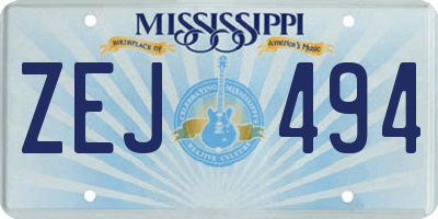 MS license plate ZEJ494