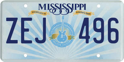 MS license plate ZEJ496