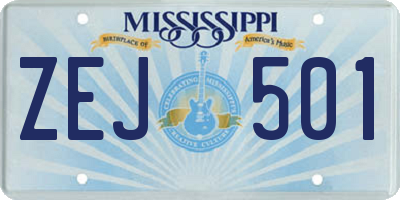 MS license plate ZEJ501