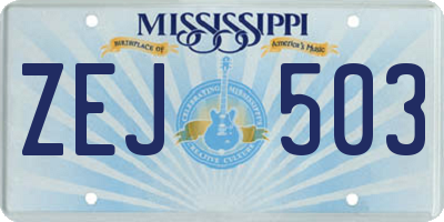 MS license plate ZEJ503