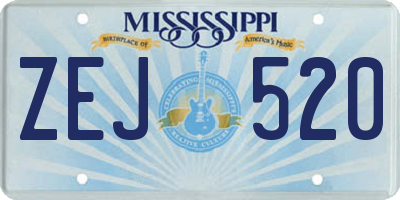 MS license plate ZEJ520