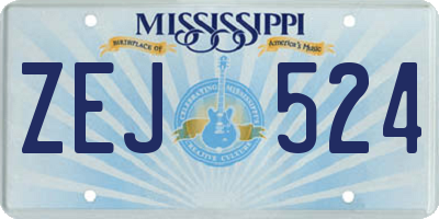 MS license plate ZEJ524