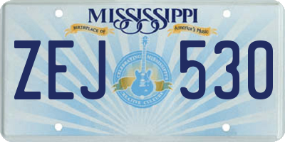 MS license plate ZEJ530